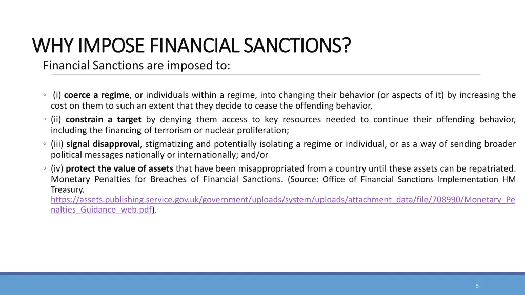 why impose financial sanctions why impose