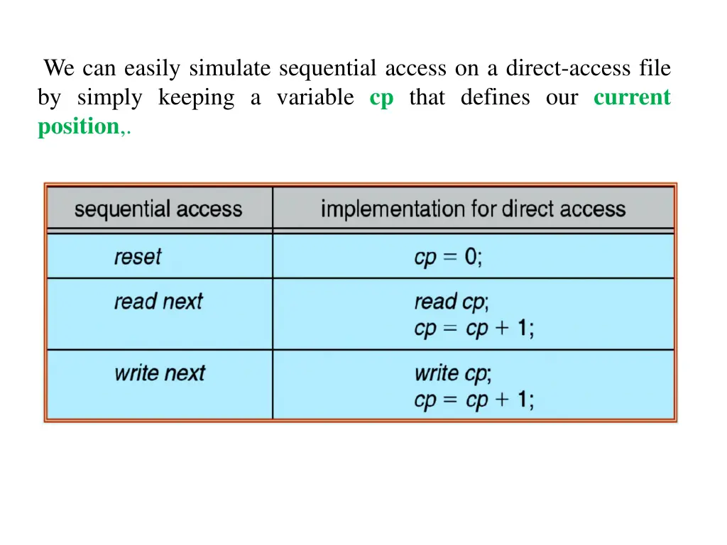 we can easily simulate sequential access