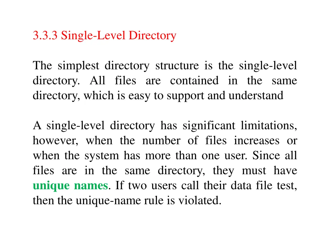 3 3 3 single level directory