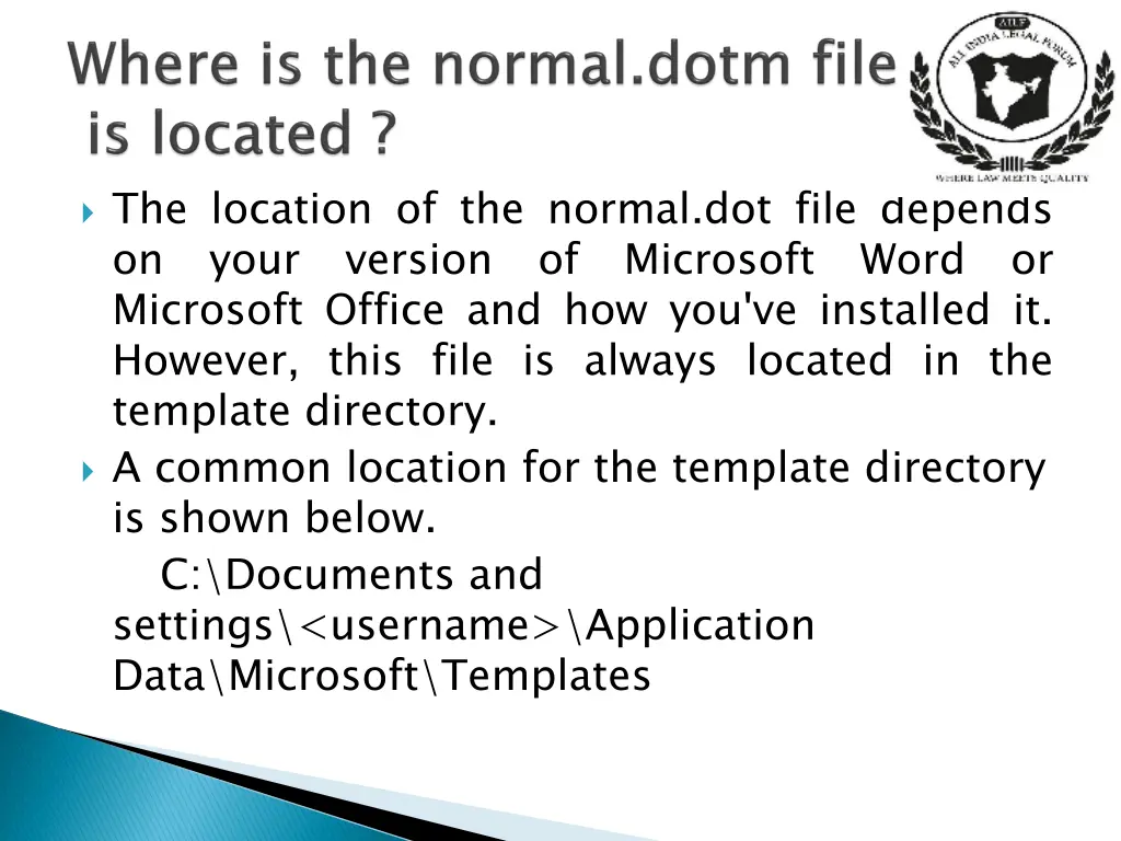 the location of the normal dot file depends