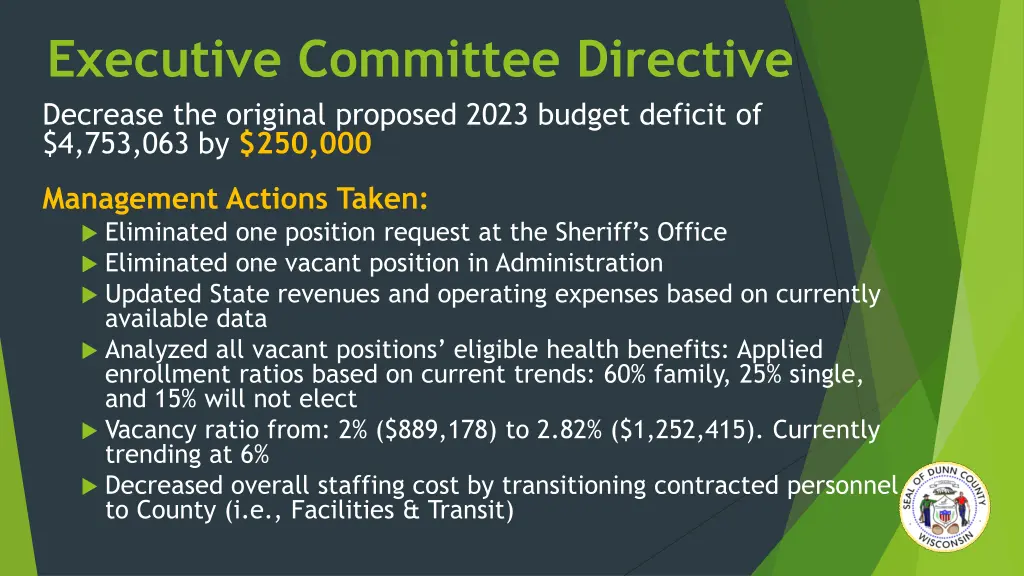 executive committee directive decrease