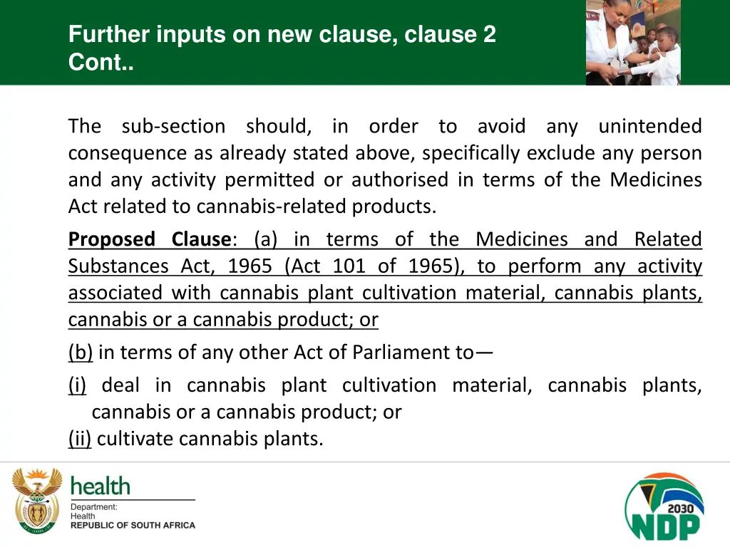 further inputs on new clause clause 2 cont