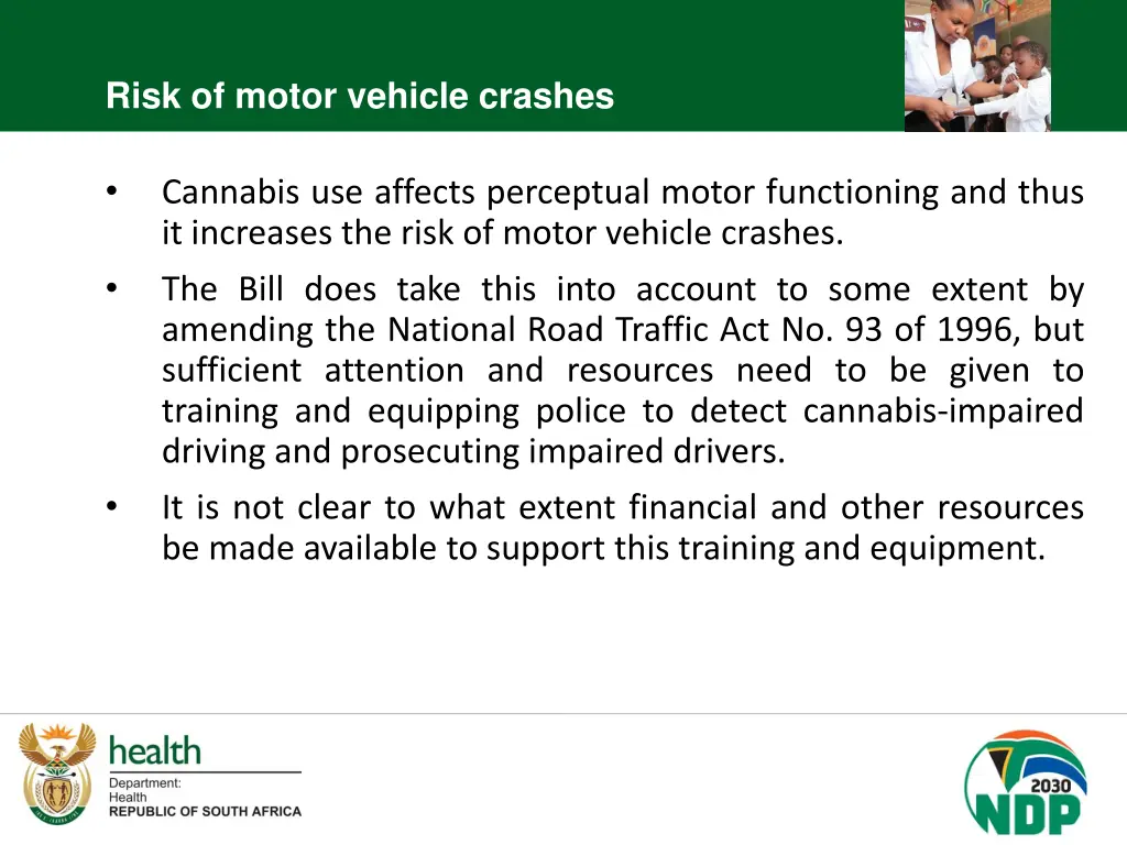 risk of motor vehicle crashes