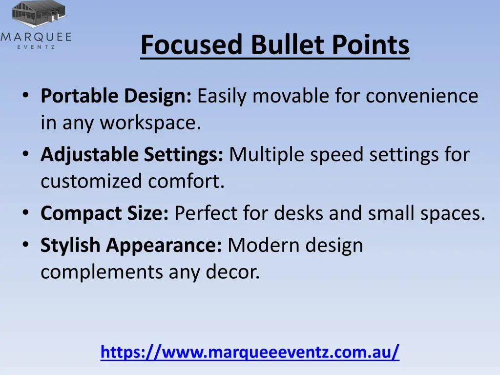 focused bullet points