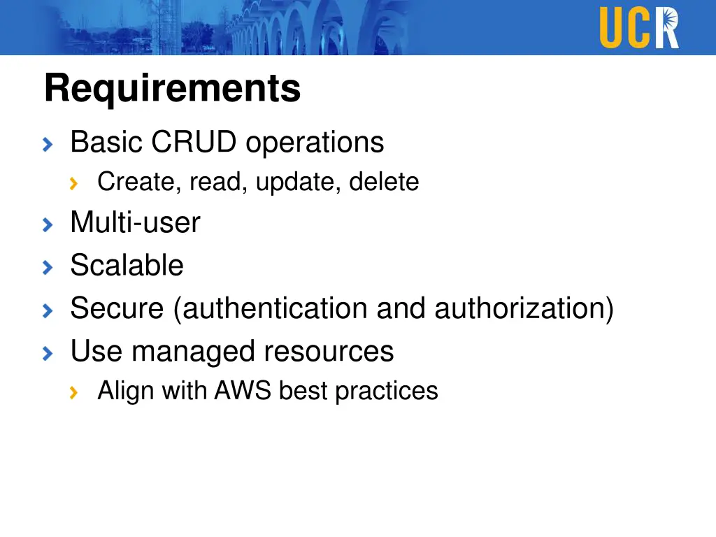 requirements basic crud operations create read