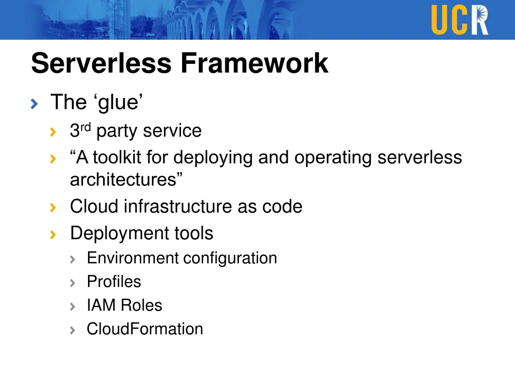 serverless framework the glue 3 rd party service