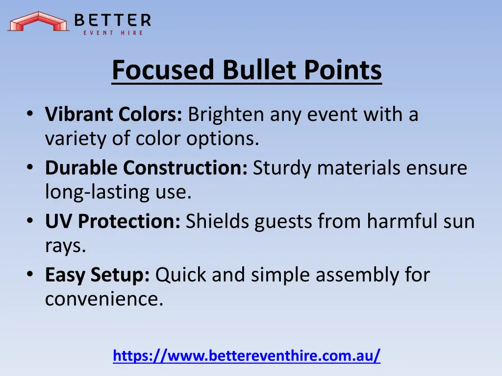 focused bullet points