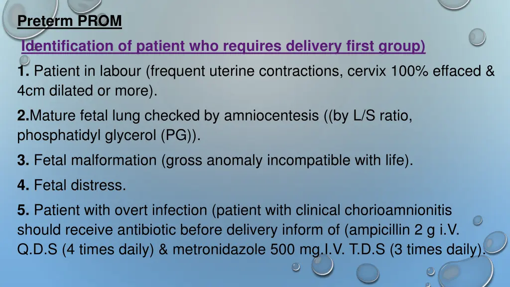 preterm prom identification of patient