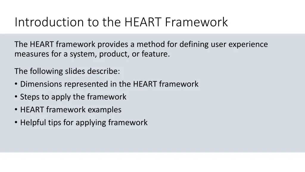 introduction to the heart framework