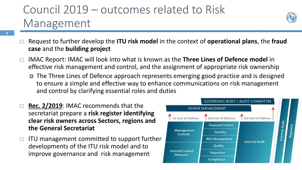 council 2019 outcomes related to risk management