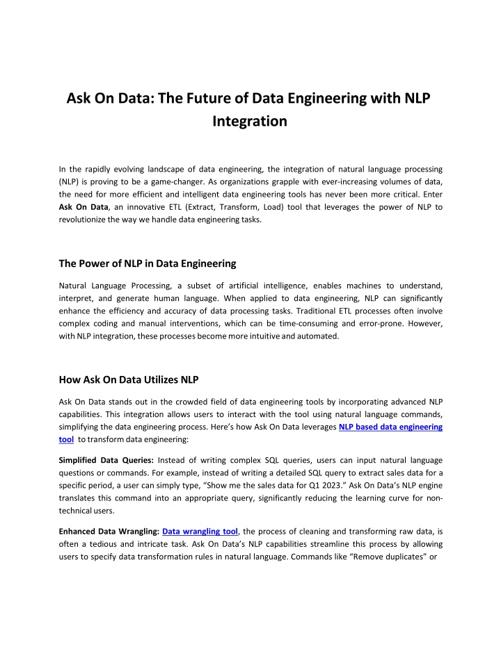 ask on data the future of data engineering with