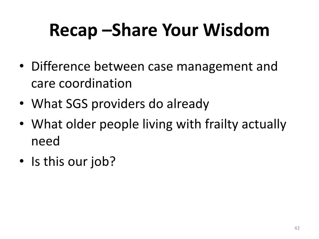 recap share your wisdom