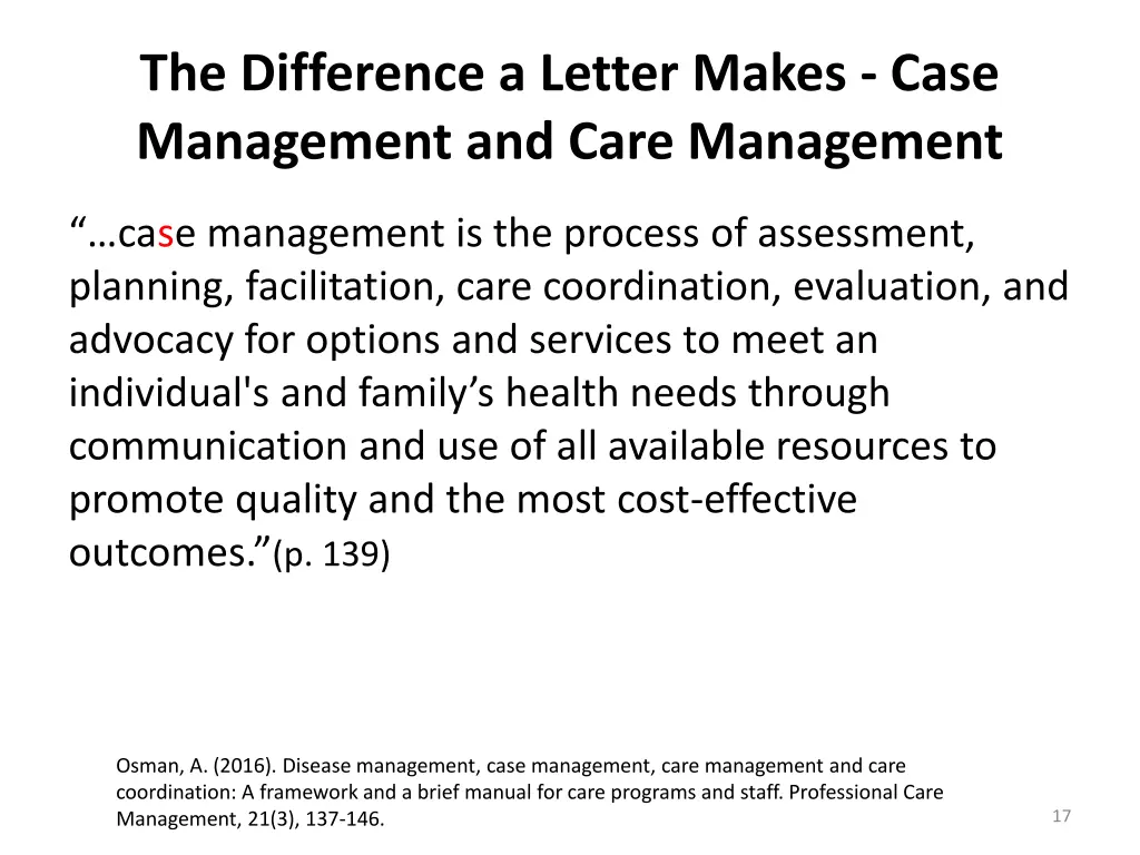 the difference a letter makes case management