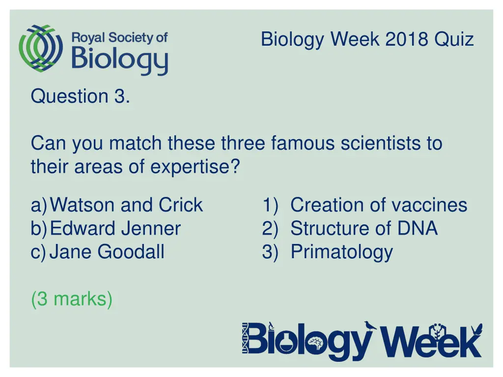 biology week 2018 quiz 3