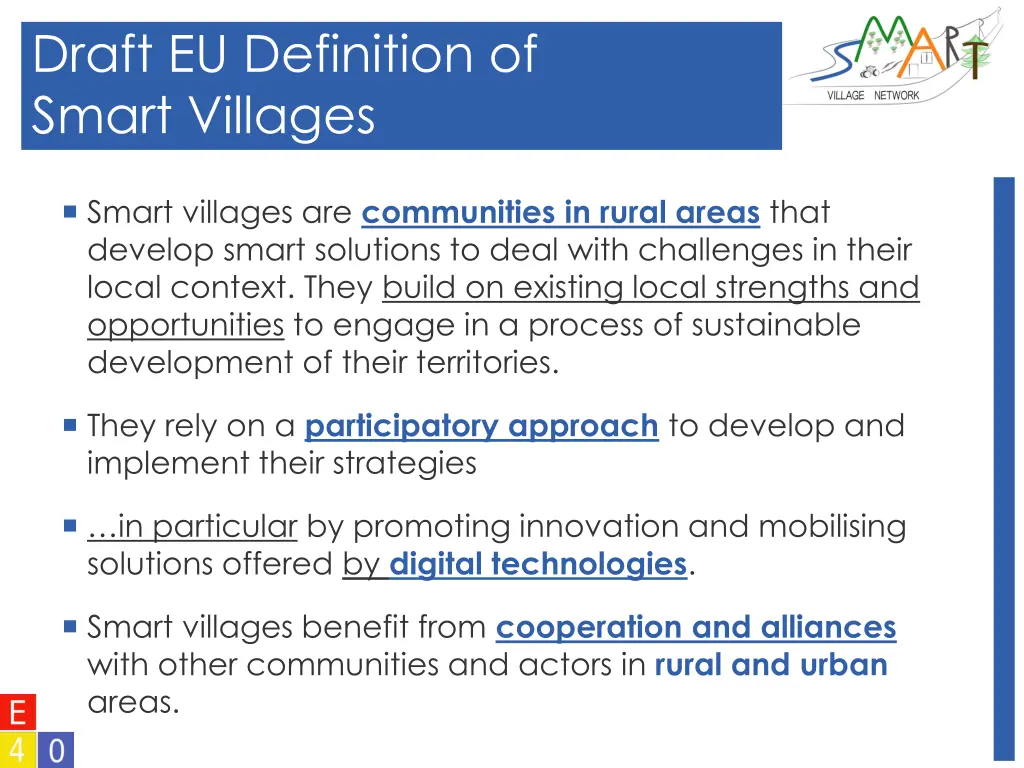 draft eu definition of smart villages