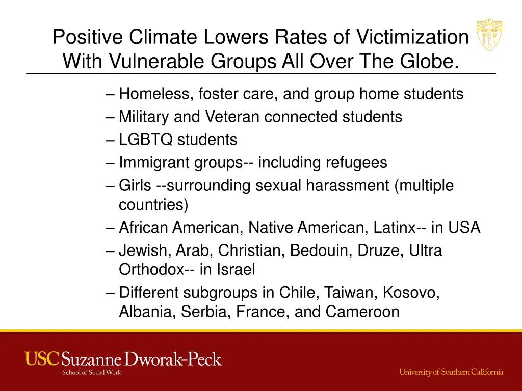 positive climate lowers rates of victimization