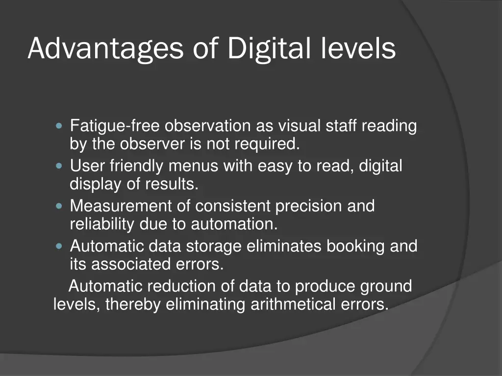 advantages of digital levels