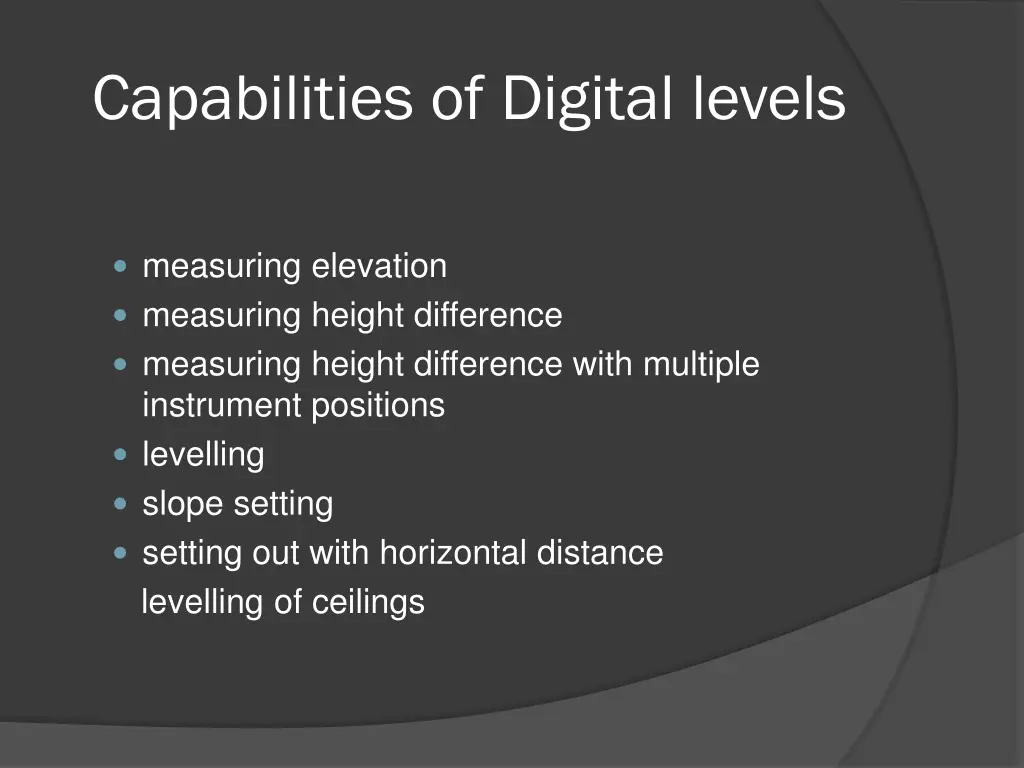 capabilities of digital levels