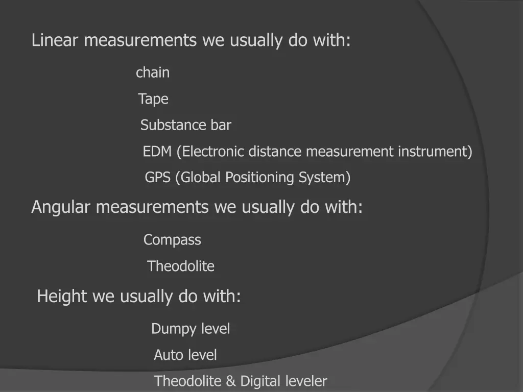 linear measurements we usually do with