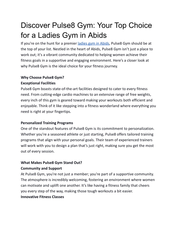 discover pulse8 gym your top choice for a ladies