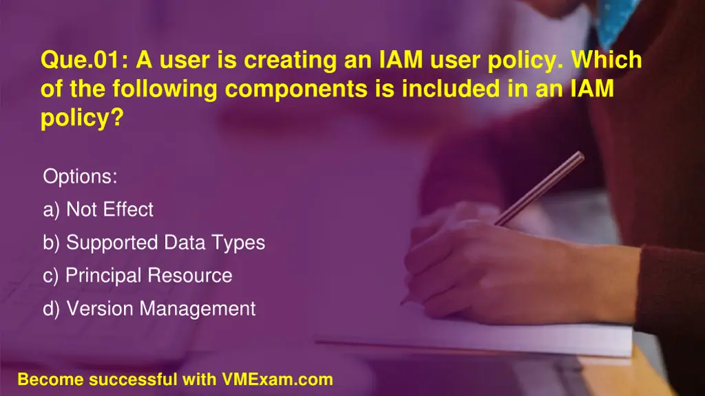 que 01 a user is creating an iam user policy