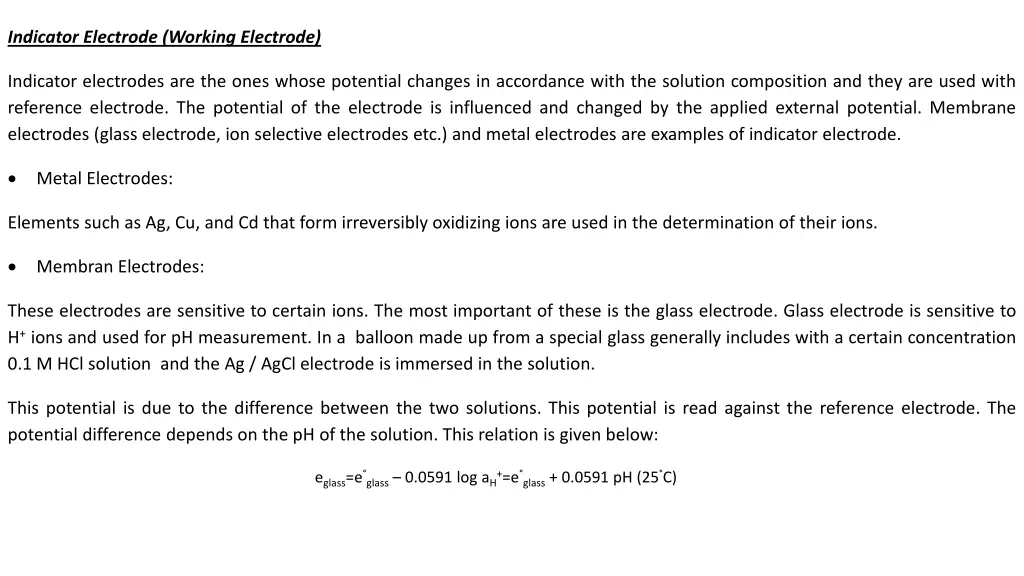 indicator electrode working electrode