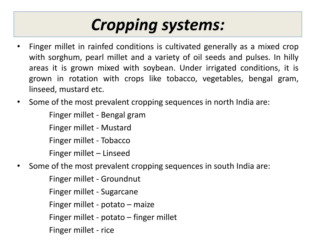 cropping systems