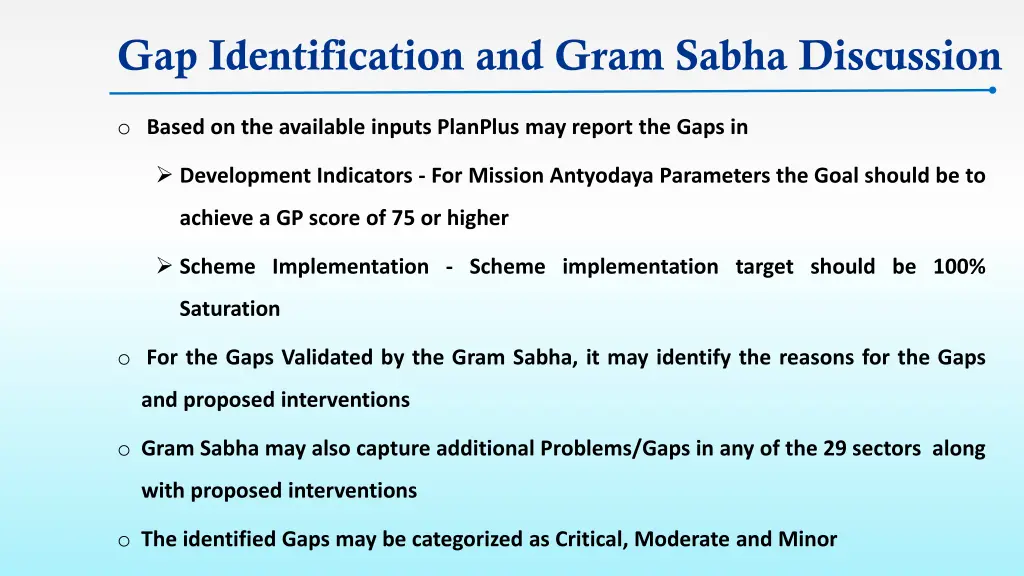 gap identification and gram sabha discussion