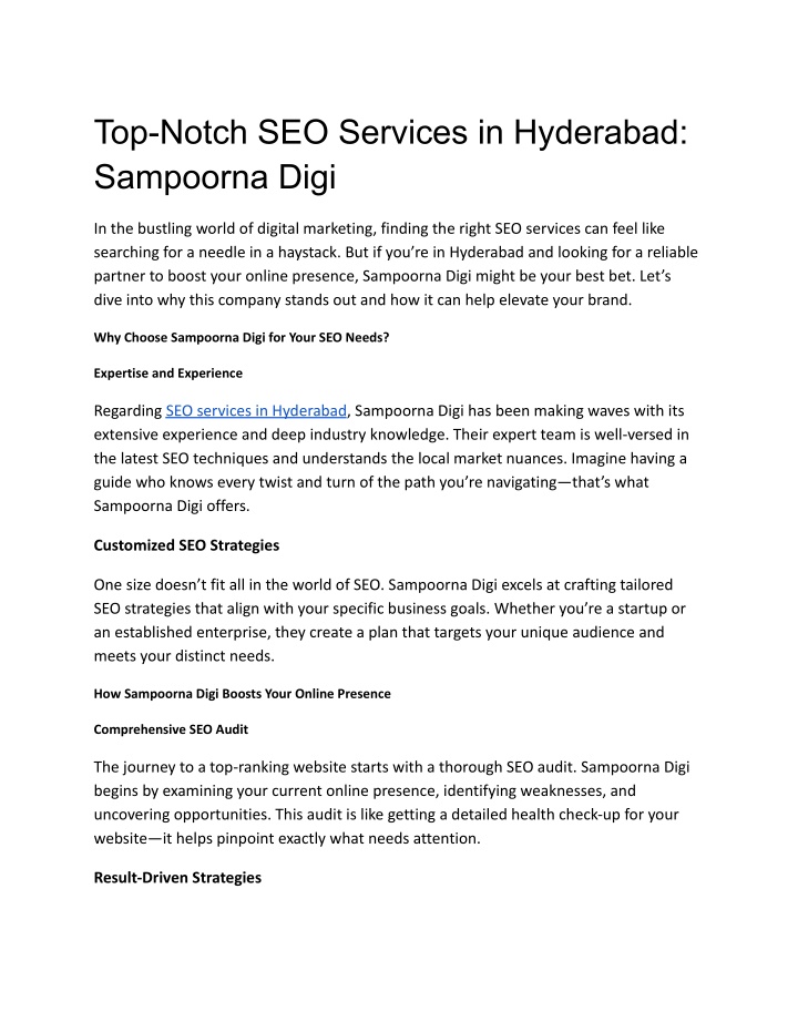 top notch seo services in hyderabad sampoorna digi