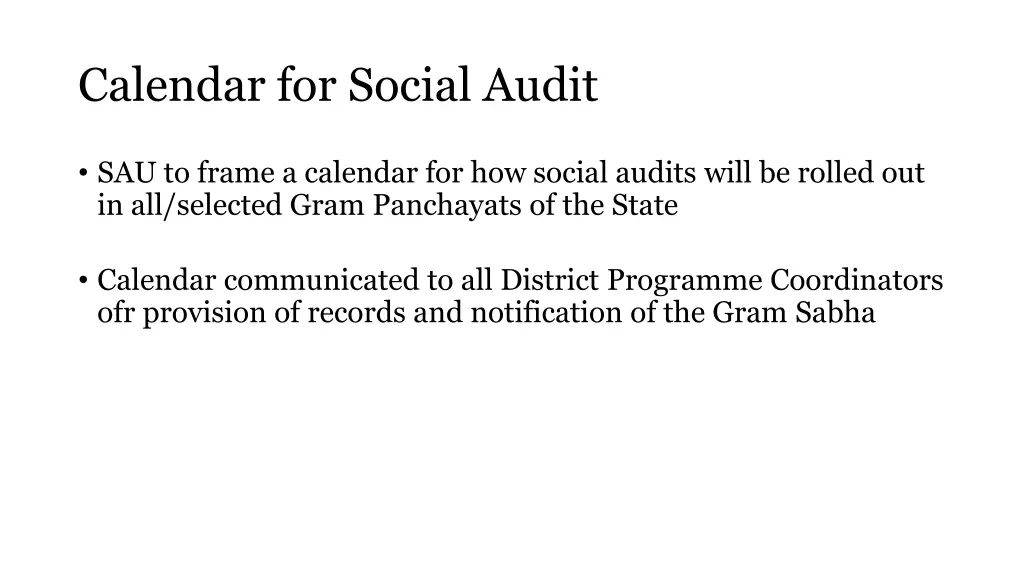 calendar for social audit