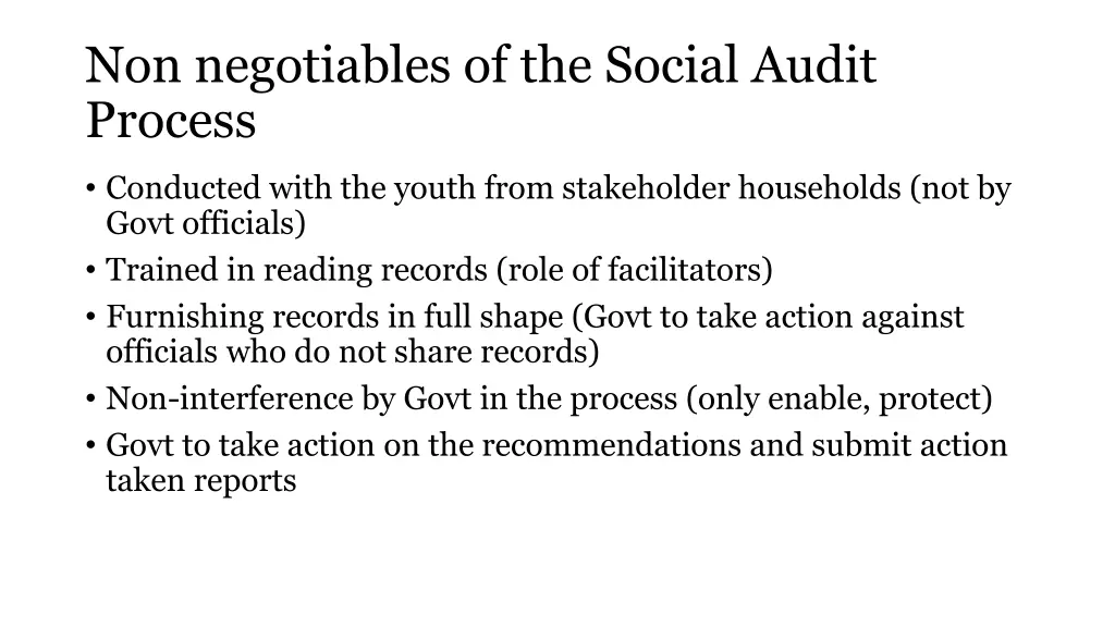 non negotiables of the social audit process