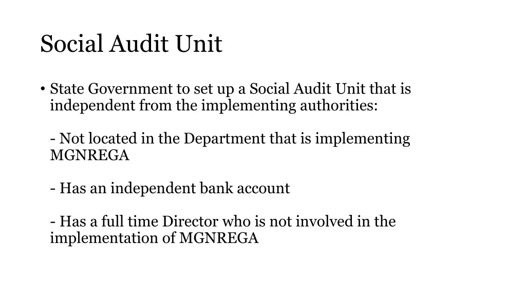 social audit unit