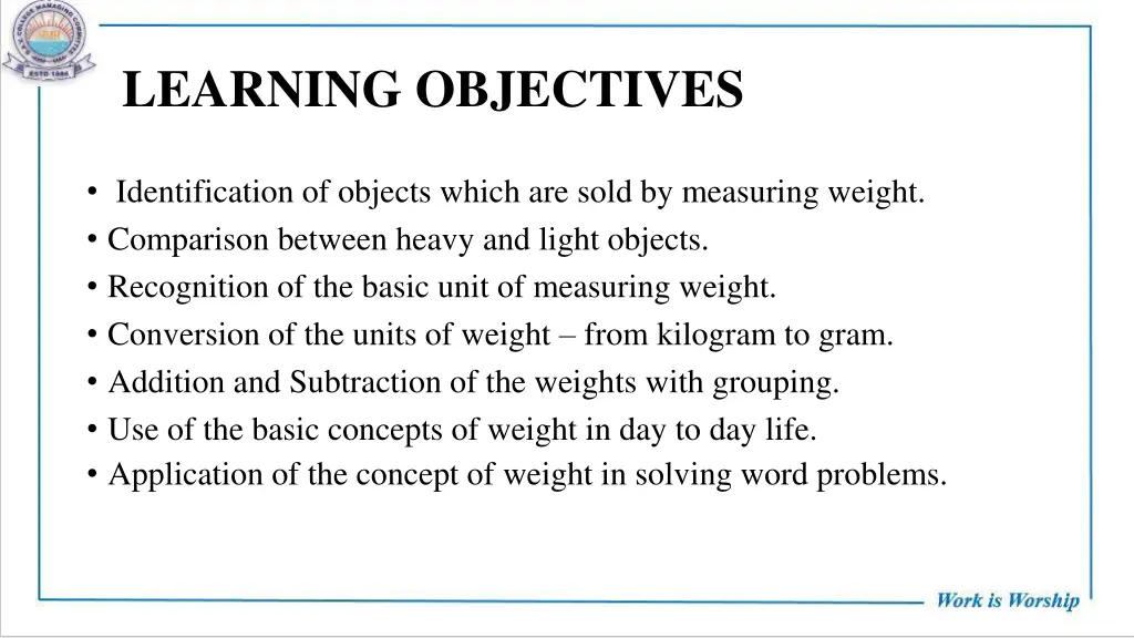 learning objectives