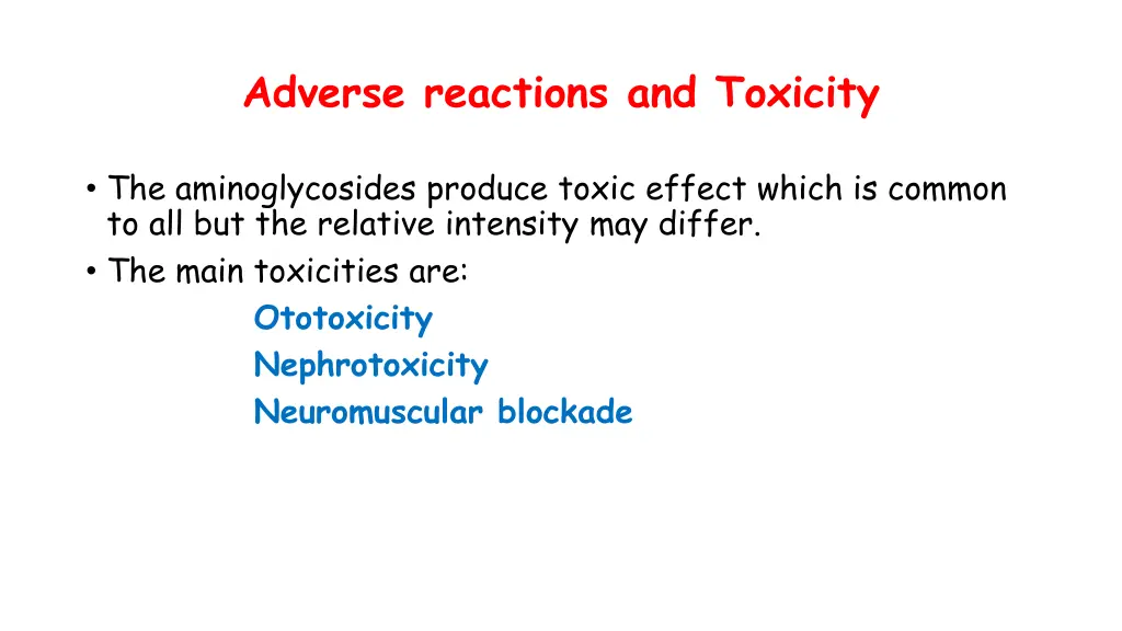 adverse reactions and toxicity