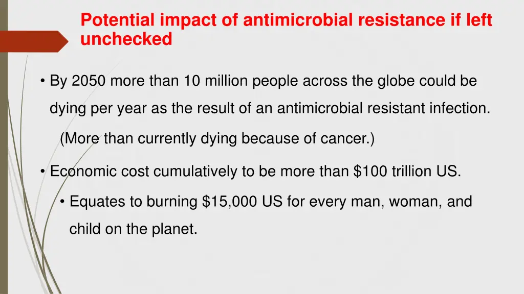 potential impact of antimicrobial resistance