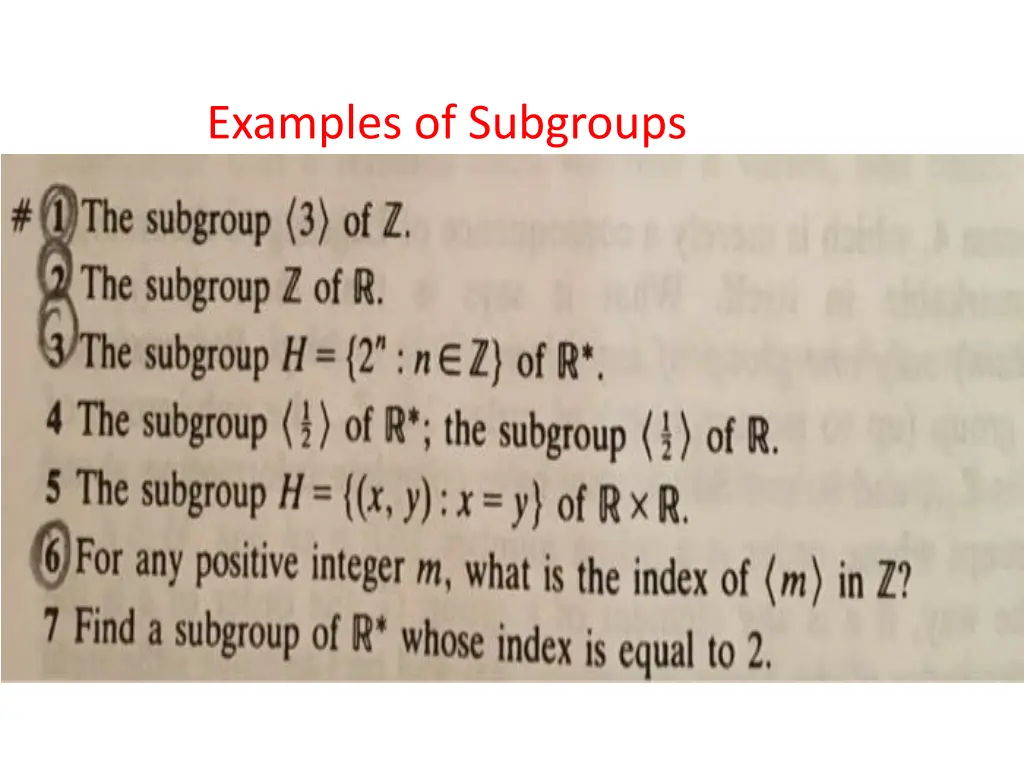 examples of subgroups