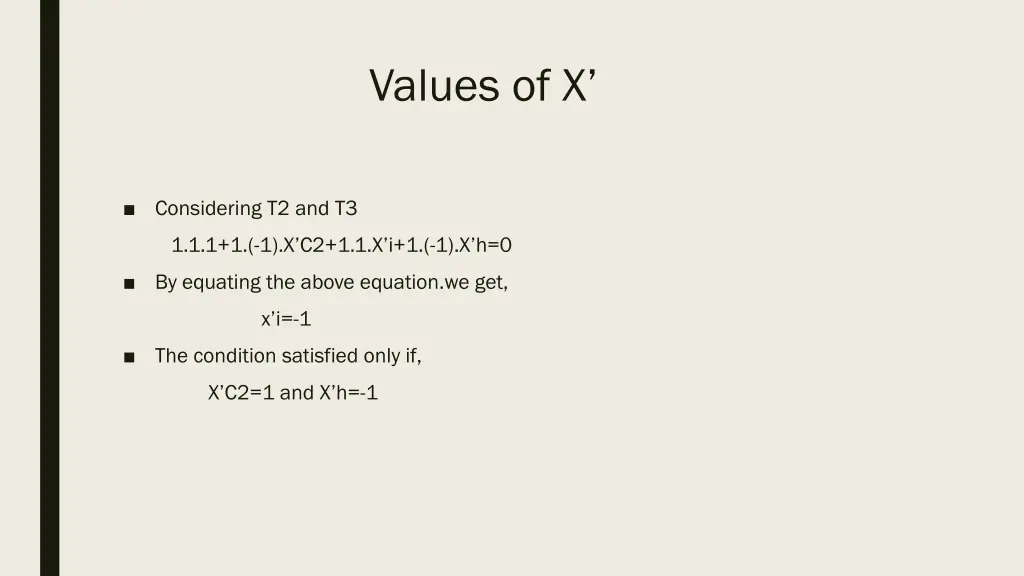 values of x