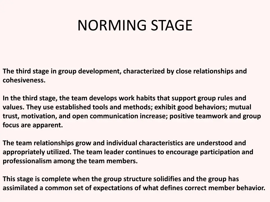 norming stage