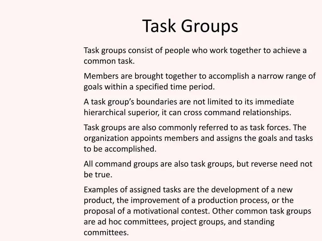 task groups