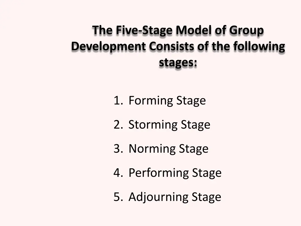 the five stage model of group development