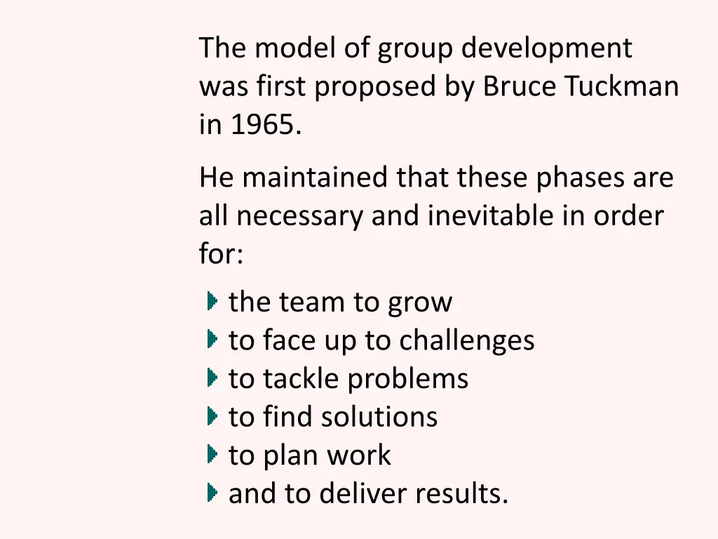 the model of group development was first proposed