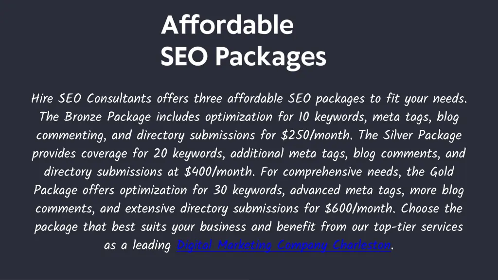 hire seo consultants offers three affordable