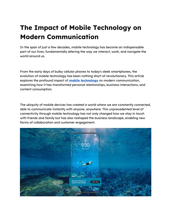 the impact of mobile technology on modern