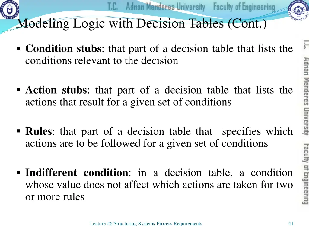 modeling logic with decision tables cont