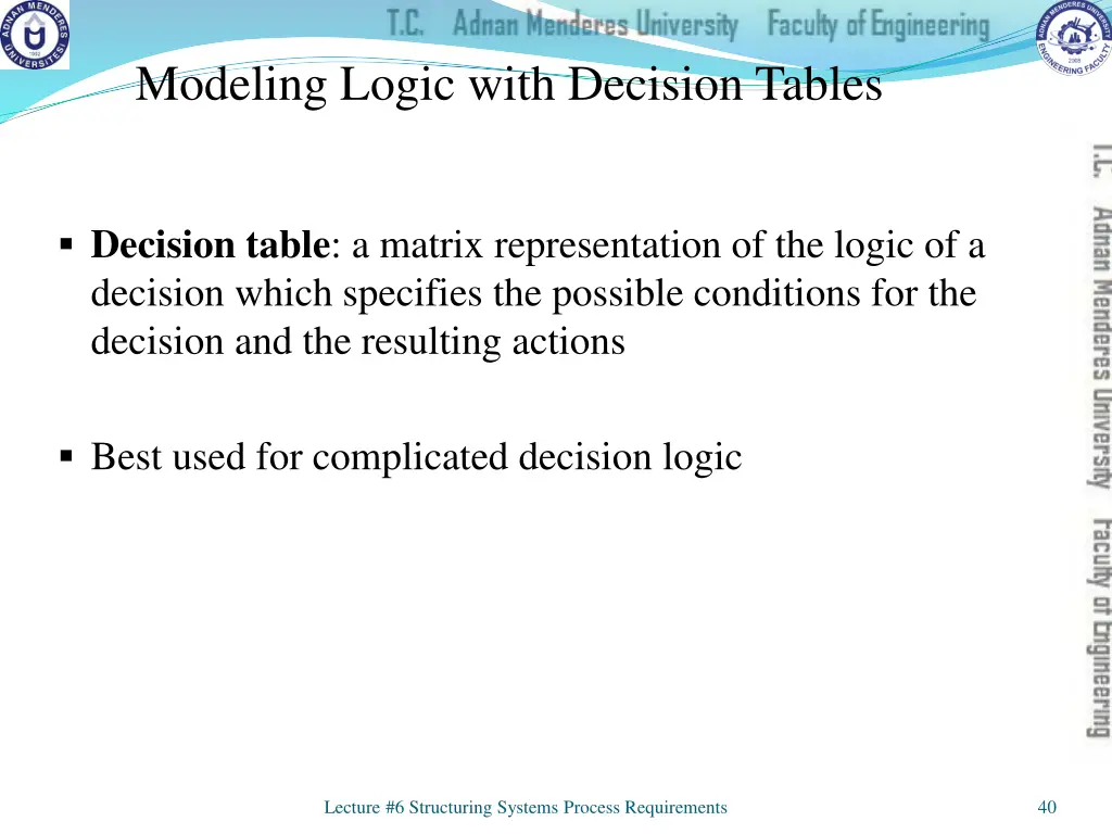 modeling logic with decision tables