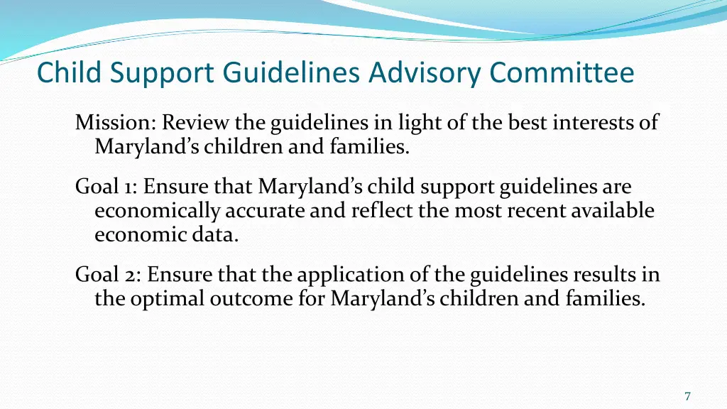 child support guidelines advisory committee