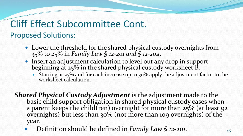 cliff effect subcommittee cont proposed solutions