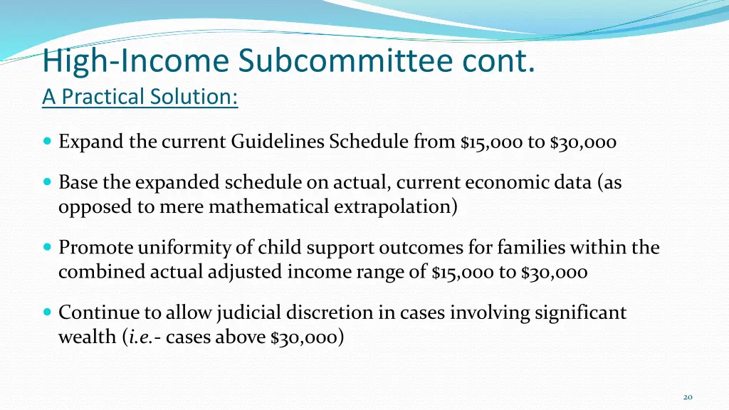 high income subcommittee cont a practical solution