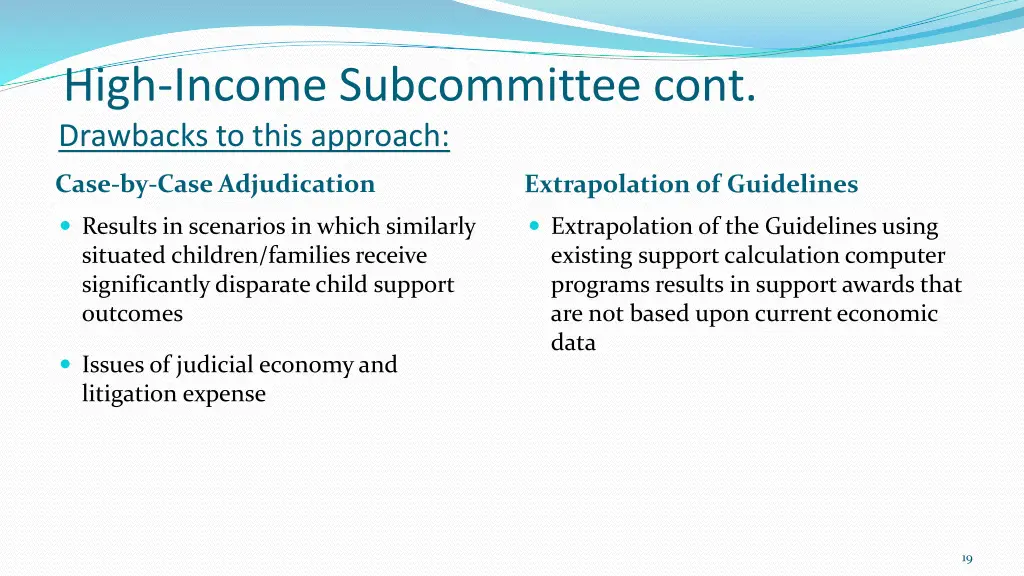 high income subcommittee cont drawbacks to this