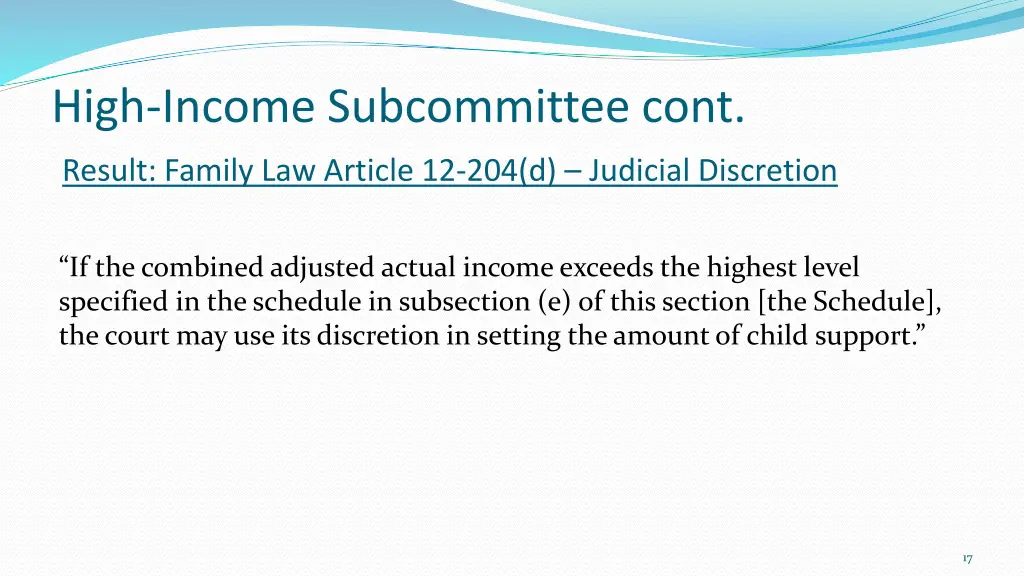 high income subcommittee cont